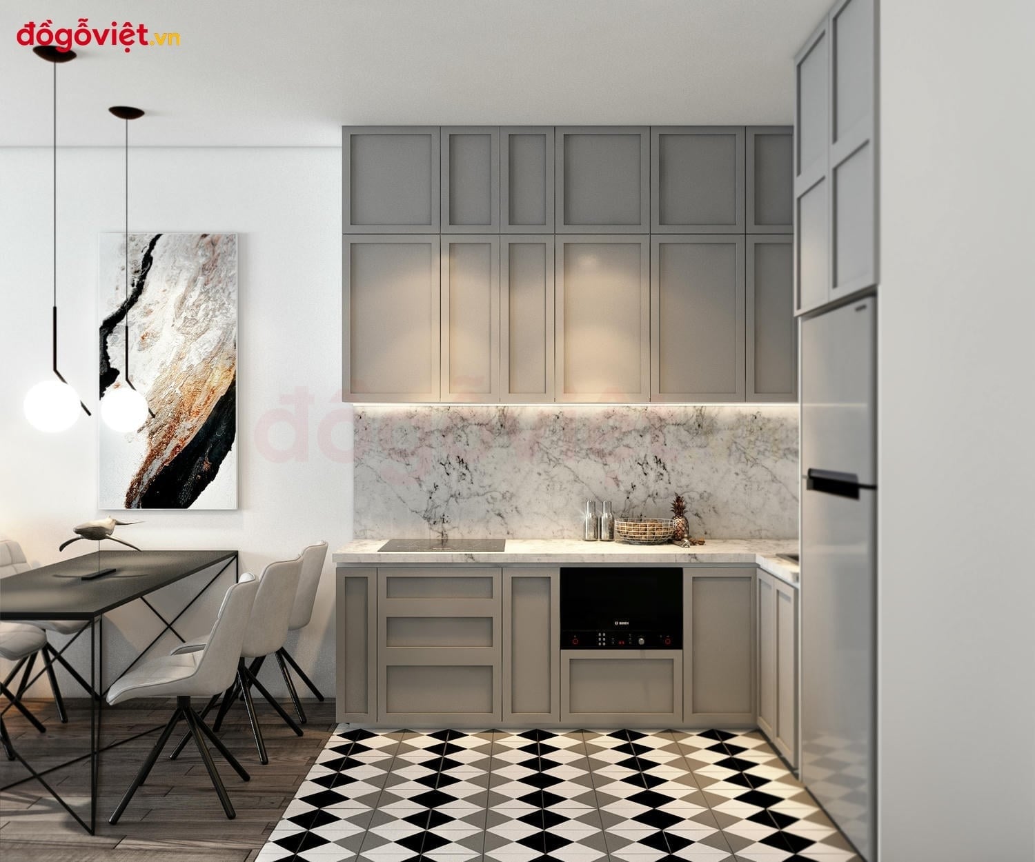 25+ mẫu tủ bếp t&acirc;n cổ điển gỗ c&ocirc;ng nghiệp được ưa chuộng nhất hiện nay  