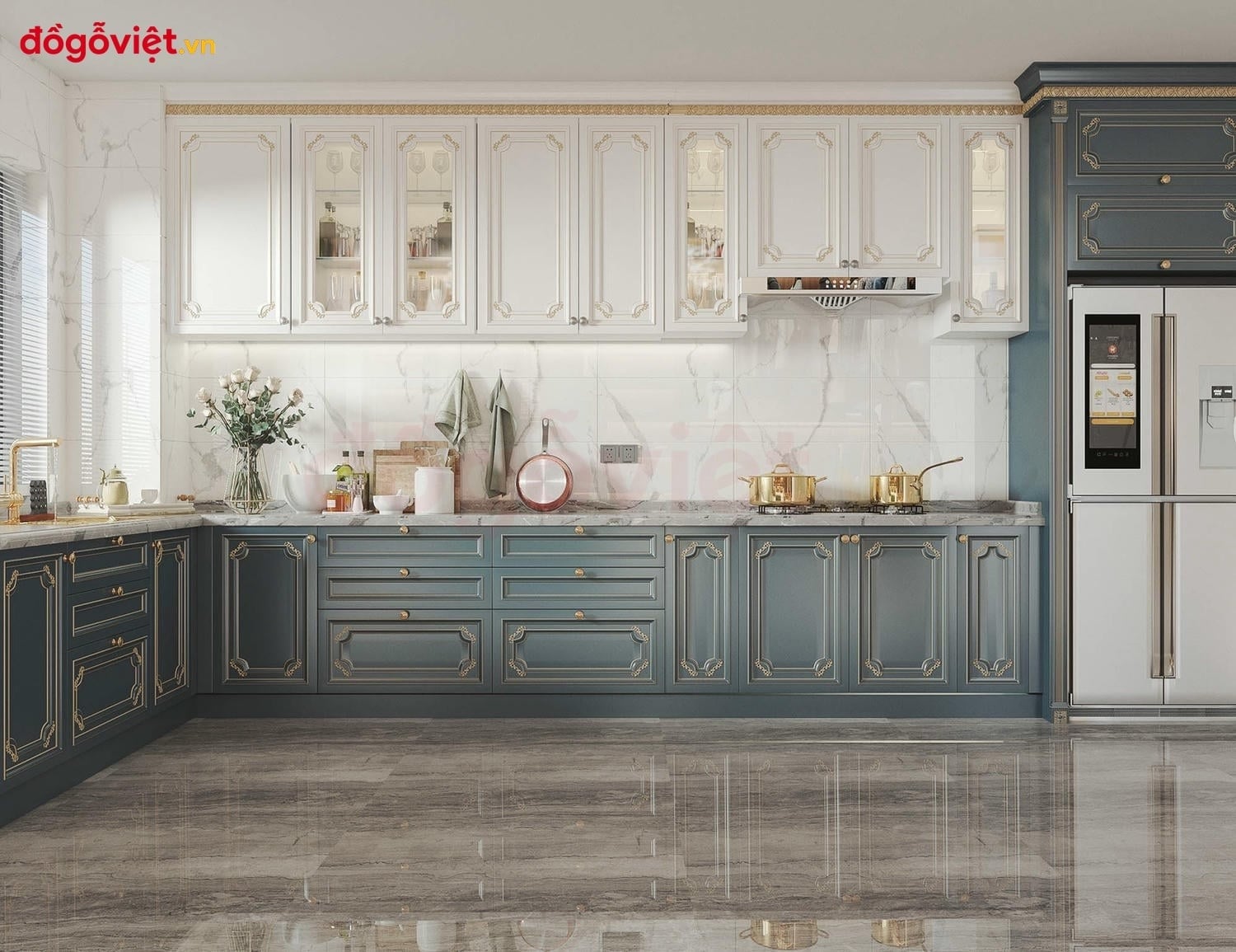 25+ mẫu tủ bếp t&acirc;n cổ điển gỗ c&ocirc;ng nghiệp được ưa chuộng nhất hiện nay  