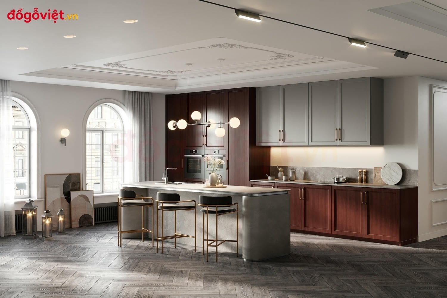 25+ mẫu tủ bếp t&acirc;n cổ điển gỗ c&ocirc;ng nghiệp được ưa chuộng nhất hiện nay  