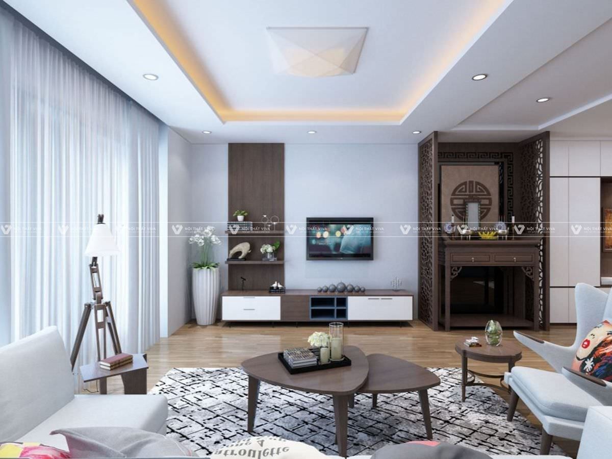 9+ kệ tivi kết hợp bàn thờ đẹp, hiện đại & bố trí đúng chuẩn phong thủy