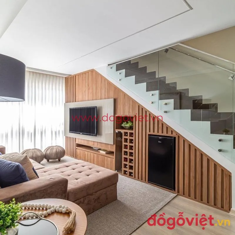 Bảng giá thi công vách ngăn cầu thang kết hợp kệ tivi chuẩn nhất Bảng giá thi công vách ngăn cầu thang kết hợp kệ tivi chuẩn nhất