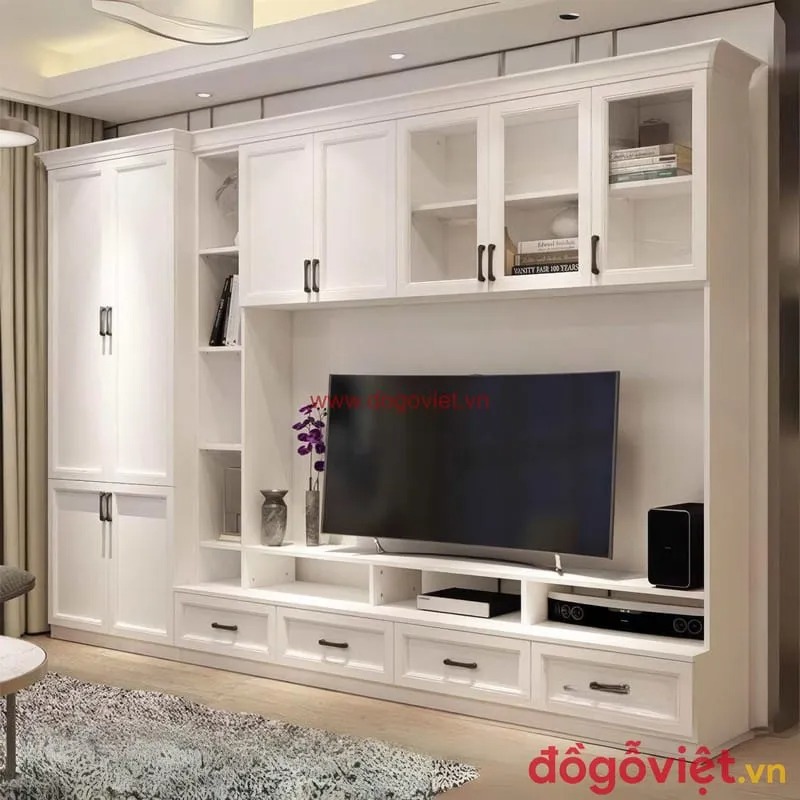 Bí quyết thiết kế kệ tivi kết hợp giá sách vừa đẹp vừa tiết kiệm diện tích