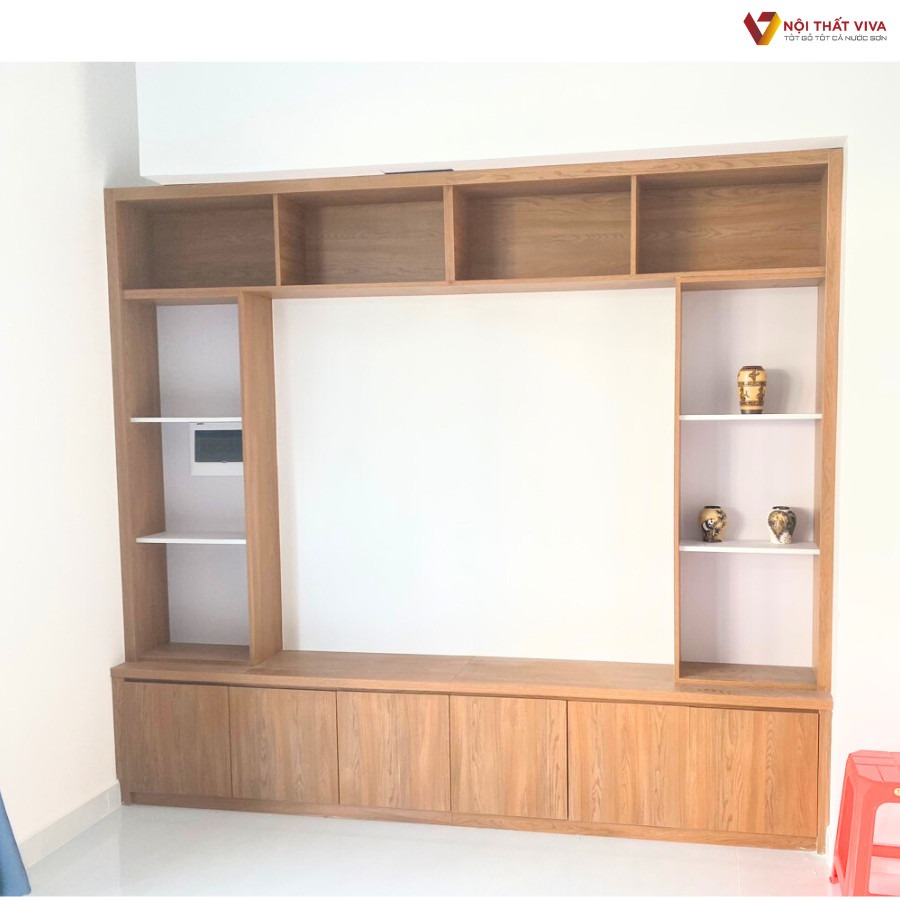 Bí quyết thiết kế kệ tivi kết hợp giá sách vừa đẹp vừa tiết kiệm diện tích