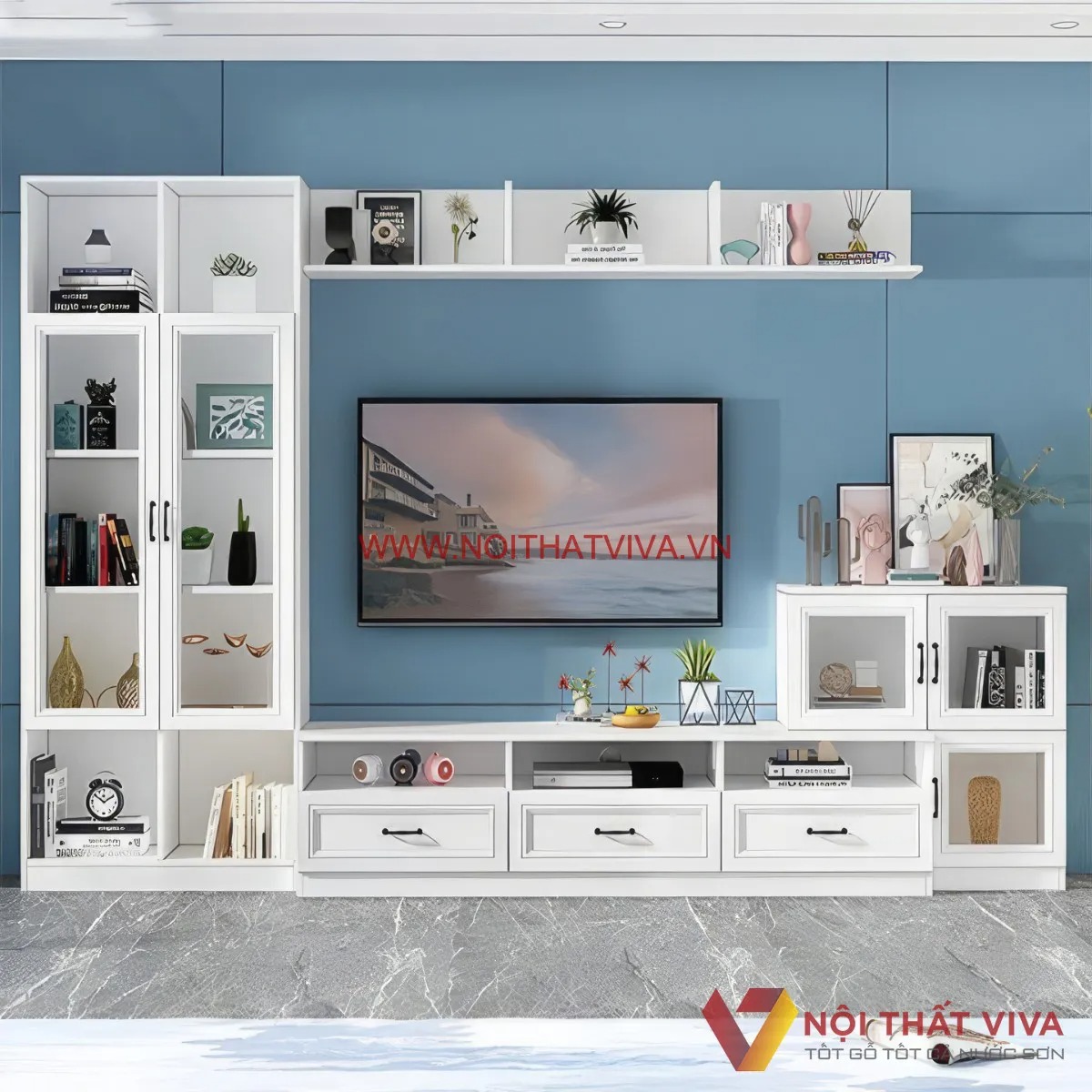 Bí quyết thiết kế kệ tivi kết hợp giá sách vừa đẹp vừa tiết kiệm diện tích