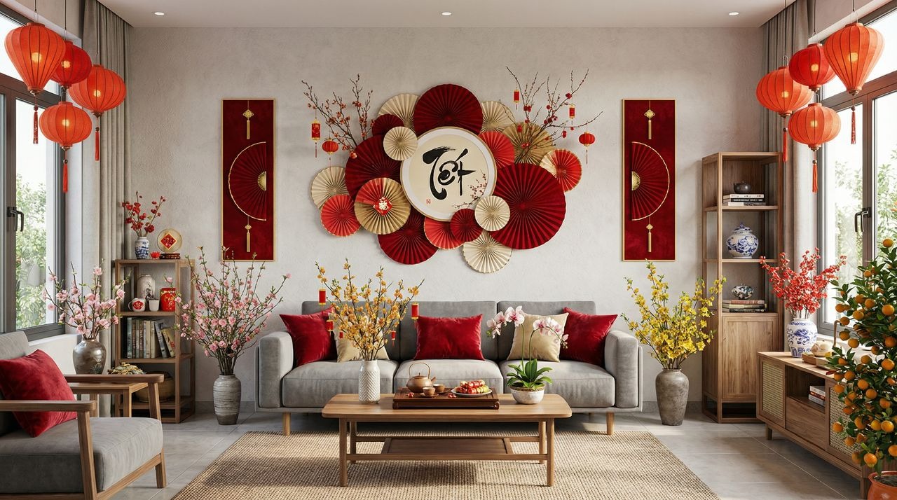 Bí quyết trang trí Tết cho nhà nhỏ, chung cư đơn giản, tiết kiệm Bí quyết trang trí Tết cho nhà nhỏ, chung cư đơn giản, tiết kiệm