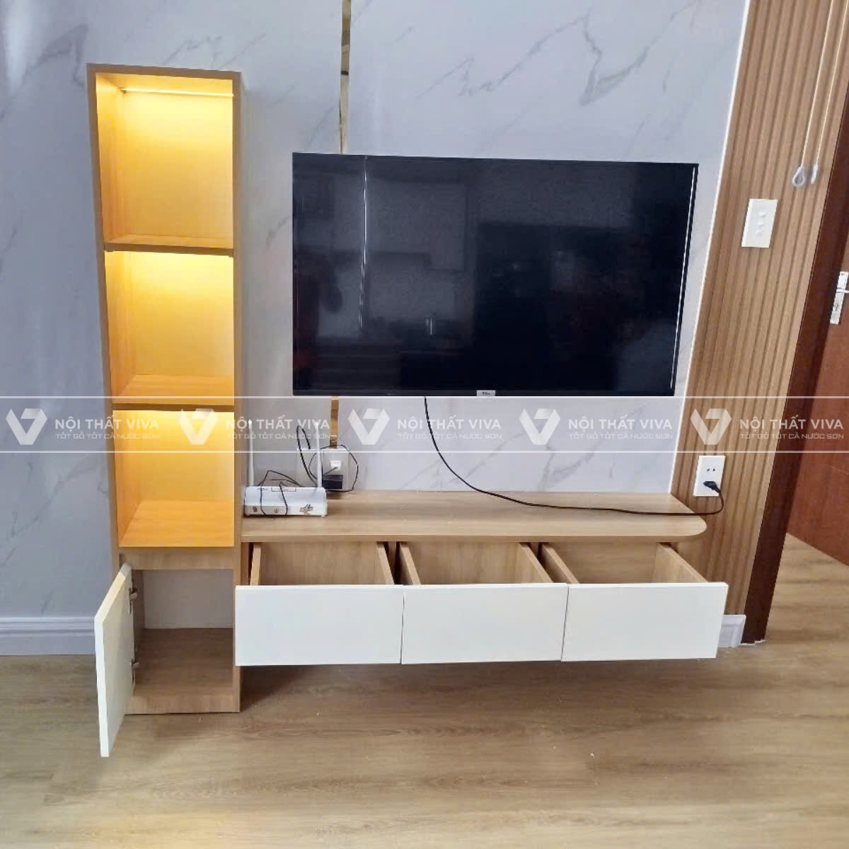 BST tuyển chọn kệ tivi kèm tủ rượu tiện nghi, thẩm mỹ được yêu thích 