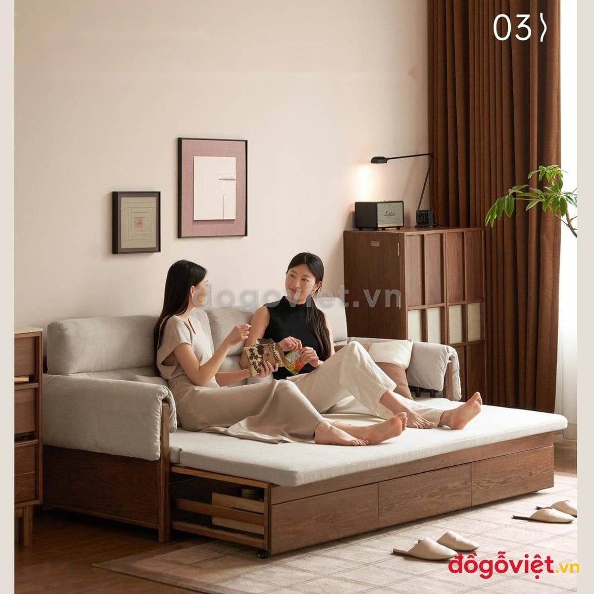 Ghế giường k&eacute;o gỗ tự nhi&ecirc;n c&oacute; ngăn k&eacute;o chứa đồ dưới ghế - ảnh 7