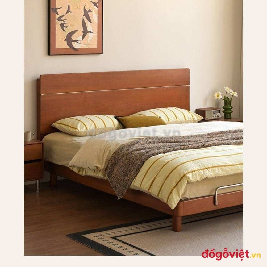 Giường Ngủ Gỗ Dương Tự Nhiên Đầu Giường Cao Bản Lớn Hiện Đại - bối cảnh