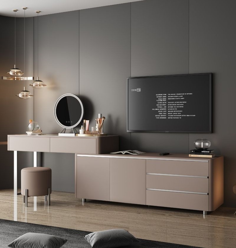Kệ tivi kết hợp bàn trang điểm: Giải pháp 2 trong 1 được ưa chuộng 