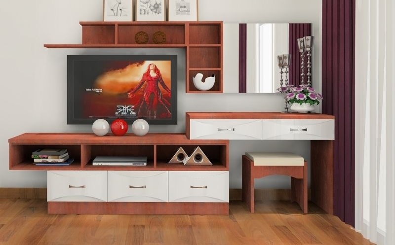 Kệ tivi kết hợp bàn trang điểm: Giải pháp 2 trong 1 được ưa chuộng 