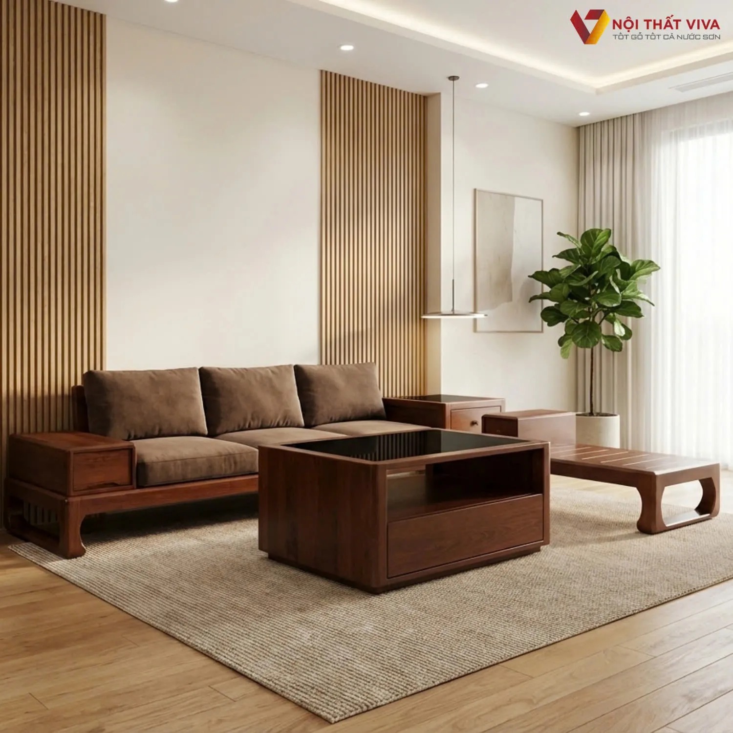 Kh&aacute;m ph&aacute; sức h&uacute;t của ghế sofa gỗ nệm m&uacute;t trong ph&ograve;ng kh&aacute;ch 