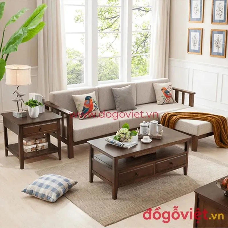 Kh&aacute;m ph&aacute; sức h&uacute;t của ghế sofa gỗ nệm m&uacute;t trong ph&ograve;ng kh&aacute;ch 