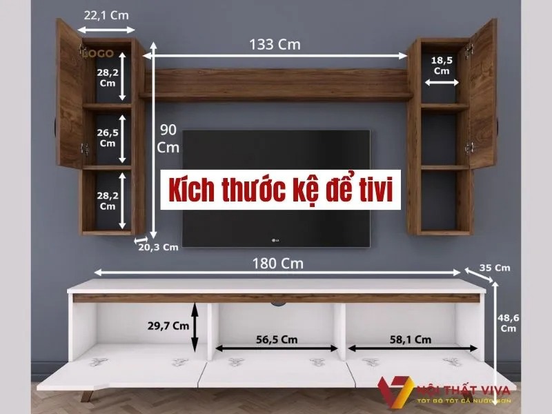 Kích thước kệ tivi tiêu chuẩn bao nhiêu là hợp lý? Gợi ý cho người mới