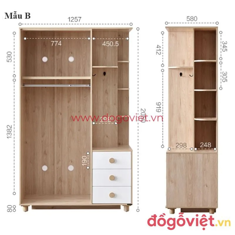 Kích thước tủ quần áo trẻ em cập nhật mới nhất & cách lựa chọn phù hợp