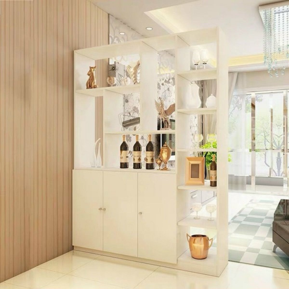 Kinh nghiệm chọn vách ngăn tủ rượu phòng khách vừa đẹp vừa tiện dụng