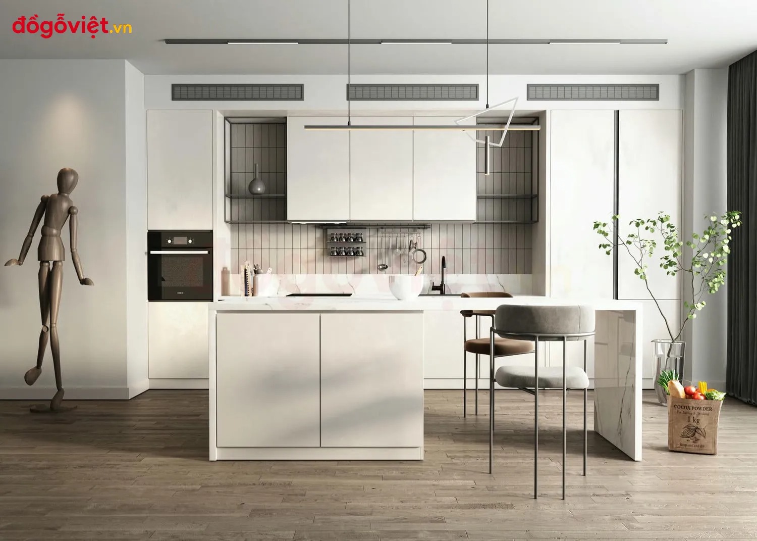 Kinh nghiệm thiết kế, lắp đặt mẫu tủ bếp chữ I đẹp, tiện nghi 