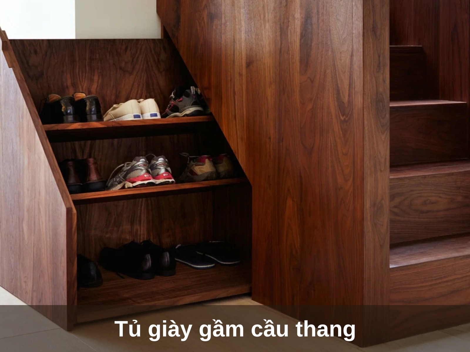 Thiết kế & thi công tủ giày cầu thang đẹp, giá rẻ tại xưởng, phù hợp không gian Thiết kế & thi công tủ giày cầu thang đẹp, giá rẻ tại xưởng, phù hợp không gian