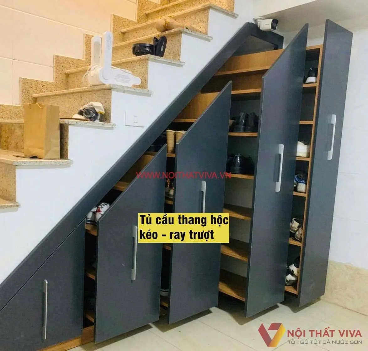 Thiết kế & thi công tủ giày cầu thang đẹp, giá rẻ tại xưởng, phù hợp không gian Thiết kế & thi công tủ giày cầu thang đẹp, giá rẻ tại xưởng, phù hợp không gian