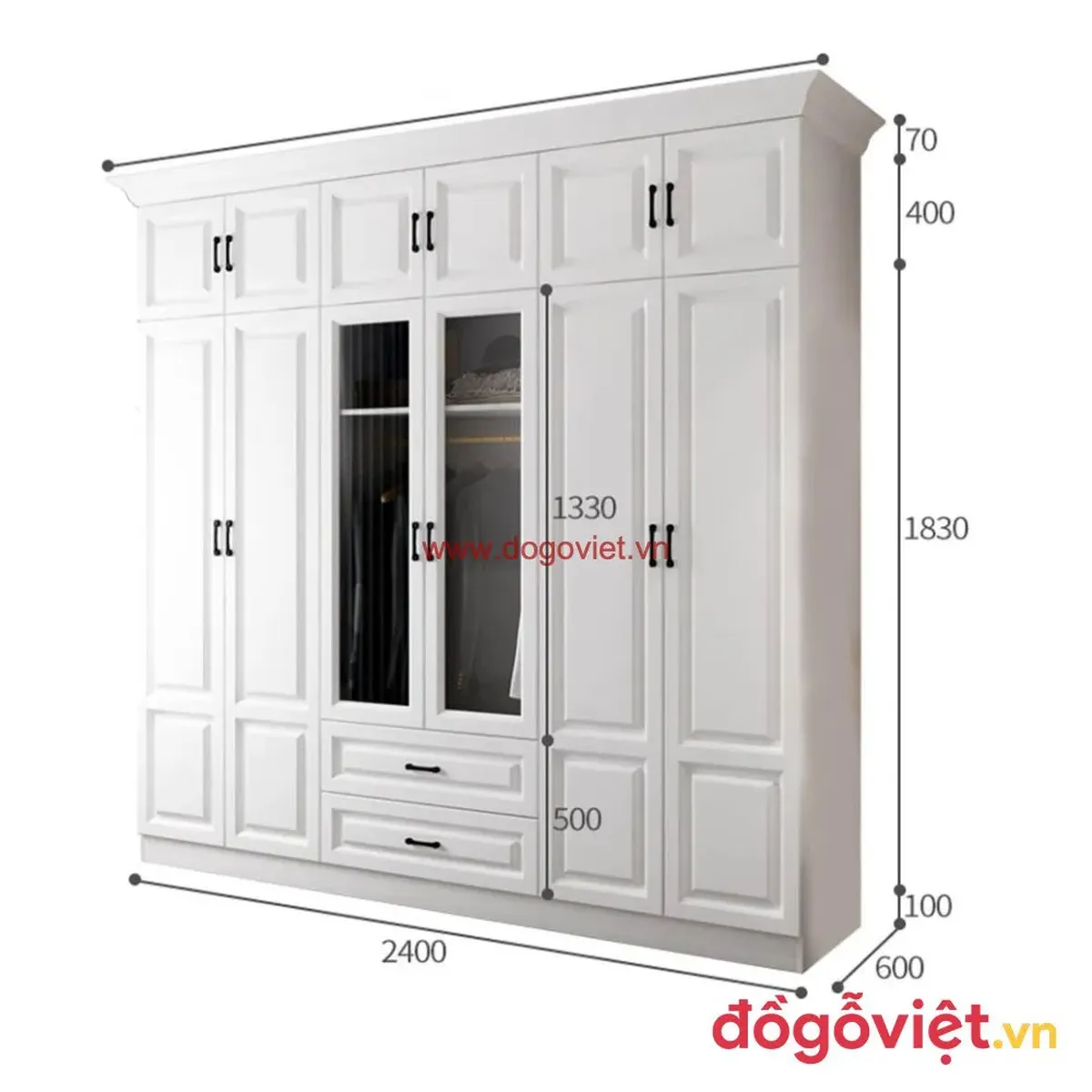 Kích thước tiêu chuẩn tủ quần áo kịch trần theo diện tích phòng ngủ 2025 Kích thước tiêu chuẩn tủ quần áo kịch trần theo diện tích phòng ngủ 2025