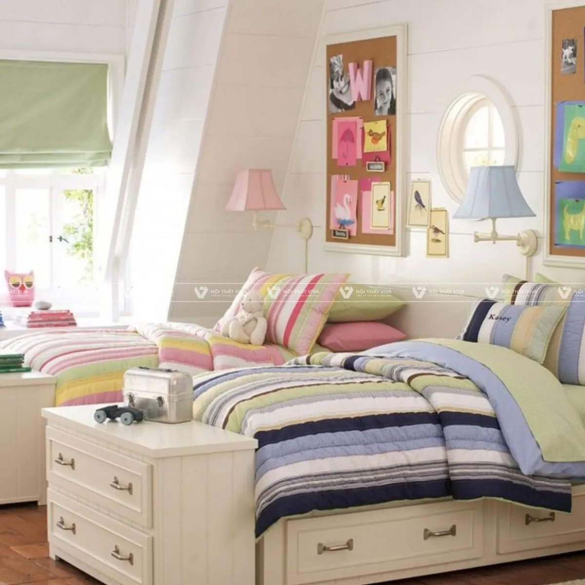 Nguyên tắc cần tắm trong thiết kế phòng cho 2 bé trai và gái đẹp Nguyên tắc cần tắm trong thiết kế phòng cho 2 bé trai và gái đẹp