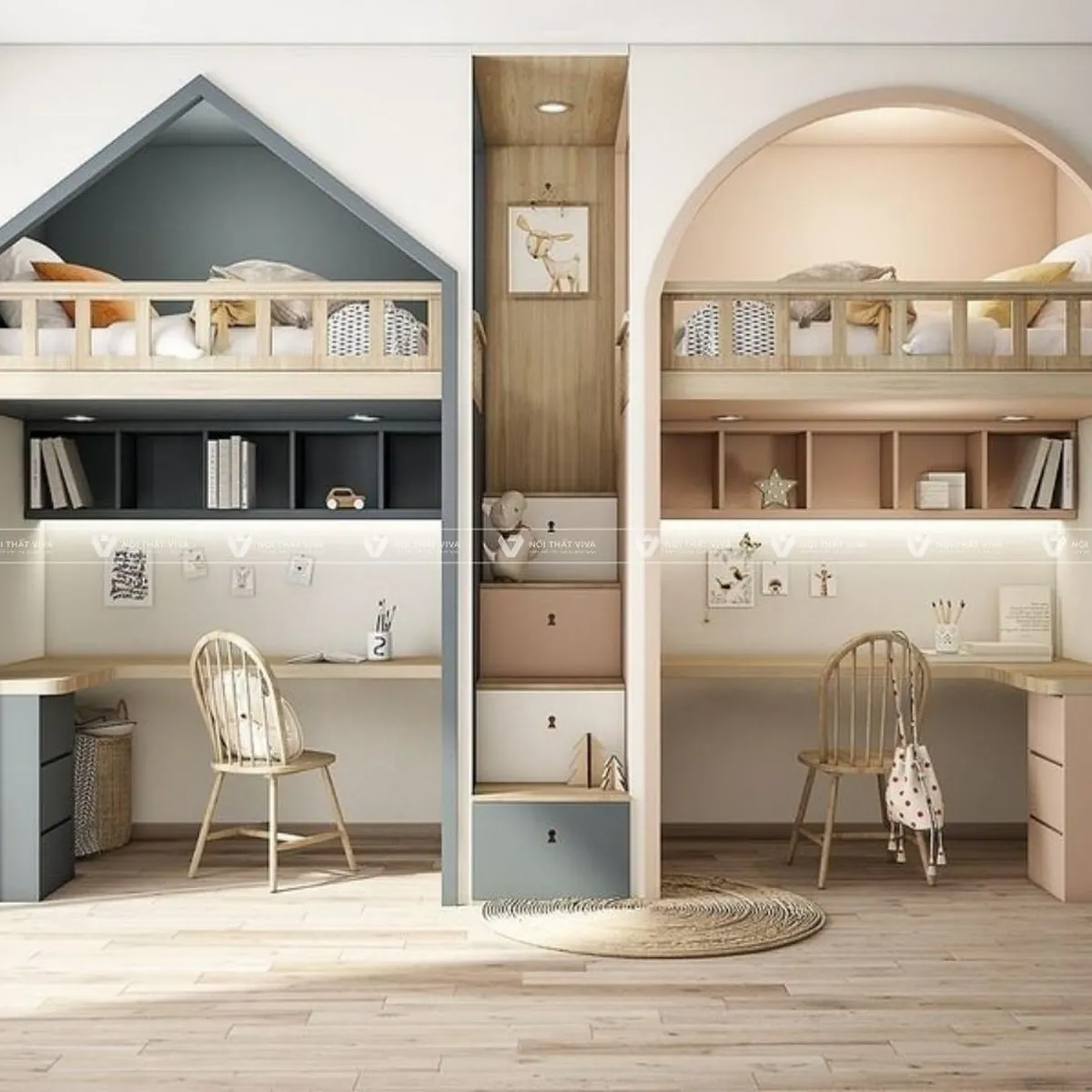 Nguyên tắc cần tắm trong thiết kế phòng cho 2 bé trai và gái đẹp Nguyên tắc cần tắm trong thiết kế phòng cho 2 bé trai và gái đẹp