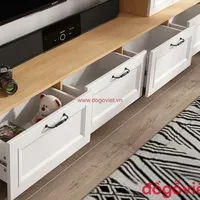 Kệ Tủ Tivi Phòng Khách Gỗ Công Nghiệp Màu Vàng Phối Trắng Hiện Đại