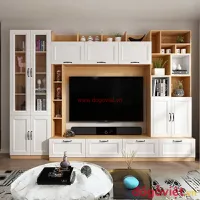 Kệ Tủ Tivi Phòng Khách Gỗ Công Nghiệp Màu Vàng Phối Trắng Hiện Đại