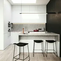 Mẫu Nhà Bếp Hiện Đại Gỗ Công Nghiệp Hình Chữ G Đẹp Tối Ưu