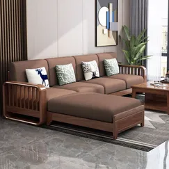 Bộ Sofa Óc Chó Hiện Đại Cho Phòng Khách Thiết Kế Kiểu L Tinh Tế