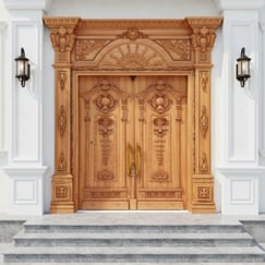 Mẫu Cửa Gỗ 2 Cánh Biệt Thự Sang Trọng Đường Nét Tinh Xảo 