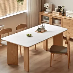 Bàn Ăn Gỗ Sồi Tự Nhiên Mặt Đá Phong Cách Đơn Giản  Kiểu Dáng Thanh Lịch Bàn Ăn Gỗ Sồi Tự Nhiên Mặt Đá Phong Cách Đơn Giản  Kiểu Dáng Thanh Lịch