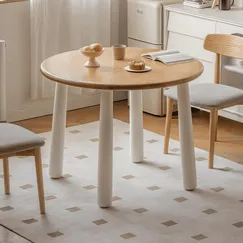 Bàn Ăn Gỗ Tự Nhiên Mặt Tròn Hiện Đại Kiểu Dáng Nhỏ Gọn Phù Hợp Nhiều Không Gian  Bàn Ăn Gỗ Tự Nhiên Mặt Tròn Hiện Đại Kiểu Dáng Nhỏ Gọn Phù Hợp Nhiều Không Gian