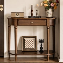 Bàn Console Trang Trí Phòng Hình Bán Nguyệt Gỗ Tự Nhiên 