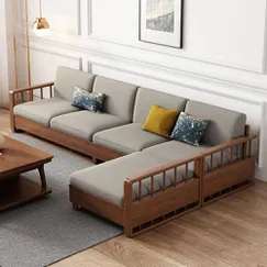 Bàn Ghế Sofa Gỗ Nguyên Khối Bo Cạnh Tinh Tế Thiết Kế Chữ L Tối Ưu Bàn Ghế Sofa Gỗ Nguyên Khối Bo Cạnh Tinh Tế Thiết Kế Chữ L Tối Ưu