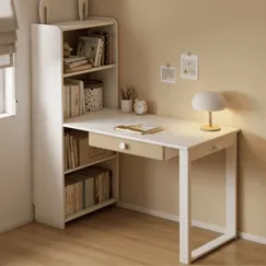 Bàn Học Liền Giá Sách Gỗ Tự Nhiên Sơn Trắng Chất Lượng Cao Cấp Bàn Học Liền Giá Sách Gỗ Tự Nhiên Sơn Trắng Chất Lượng Cao Cấp