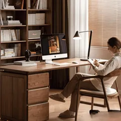 Bàn Làm Việc Dài Gỗ Tự Nhiên Kiểu Dáng Sang Trọng Kèm Học Tủ Đa Năng  Bàn Làm Việc Dài Gỗ Tự Nhiên Kiểu Dáng Sang Trọng Kèm Học Tủ Đa Năng