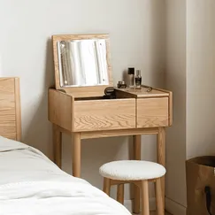 Bàn Phấn Trang Điểm Thiết Kế Nhỏ Gọn Chất Liệu Gỗ Sồi Chất Lượng Cao 