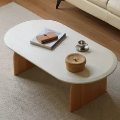 Bàn Sofa Giá Rẻ Mặt Bàn Hình Oval Hiện Đại Chất Liệu Gỗ Sồi Tự Nhiên