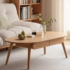 Bàn Sofa Gỗ Sồi Thiết Kế Kiểu Oval Sang Trọng Phù Hợp Mọi Phòng Khách