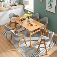 Bộ Bàn Ăn 6 Ghế Gỗ Sồi Tự Nhiên Kiểu Dáng Tối Ưu Bộ Bàn Ăn 6 Ghế Gỗ Sồi Tự Nhiên Kiểu Dáng Tối Ưu