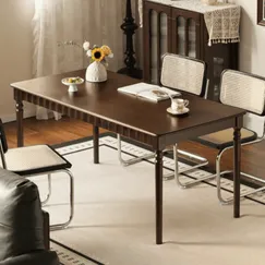 Bộ Bàn Ăn Gỗ Tự Nhiên Màu Óc Chó Kiểu Dáng Tân Cổ Điển  Bộ Bàn Ăn Gỗ Tự Nhiên Màu Óc Chó Kiểu Dáng Tân Cổ Điển