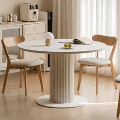 Bộ Bàn Ăn Tròn Màu Kem Bằng Gỗ Sồi Phong Cách Kiểu Pháp Giá Tốt Bộ Bàn Ăn Tròn Màu Kem Bằng Gỗ Sồi Phong Cách Kiểu Pháp Giá Tốt