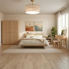 Combo Giường Tủ Quần Áo Gỗ Tự Nhiên Phong Cách Tối Giản 