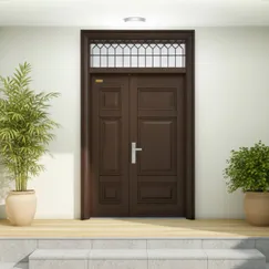 Cửa 2 Cánh Gỗ Sồi Tự Nhiên Sơn PU Màu Óc Chó Đẹp Tinh Tế