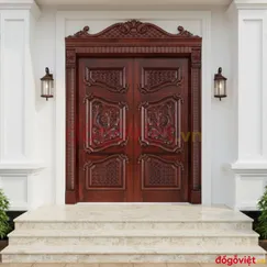Cửa Gỗ 2 Cánh Đẹp Chắc Chắn Hoa Văn Tinh Tế Chất Lượng Cao 