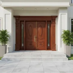 Cửa Gỗ 4 Cánh Cao Cấp Kết Hợp Cánh Kính Sang Trọng Giá Tốt