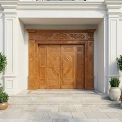 Cửa Gỗ 4 Cánh Đẹp Cao Cấp Tông Gỗ Sáng Hiện Đại Giá Hợp Lý