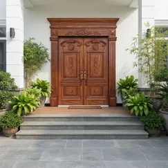 Cửa Gỗ Cao Cấp Màu Cánh Gián Đẹp Chất Lượng Bền Bỉ Giá Tốt