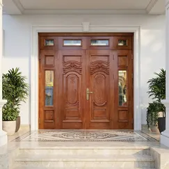 Cửa Gỗ Đẹp 4 Cánh Kết Hợp Cánh Kính Sang Trọng Giá Ưu Đãi