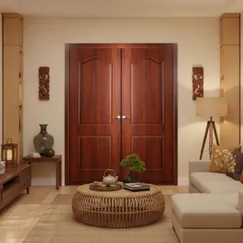 Cửa Gỗ Gõ Đỏ Cao Cấp 2 Cánh Kết Cấu Chắc Chắn Chất Lượng 